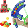 Arc lance-balles souples bleu et vert pour enfants avec cibles à points et balles colorées