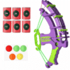 Arc lance-balles violet souples bleu et vert pour enfants avec cibles à points et balles colorées