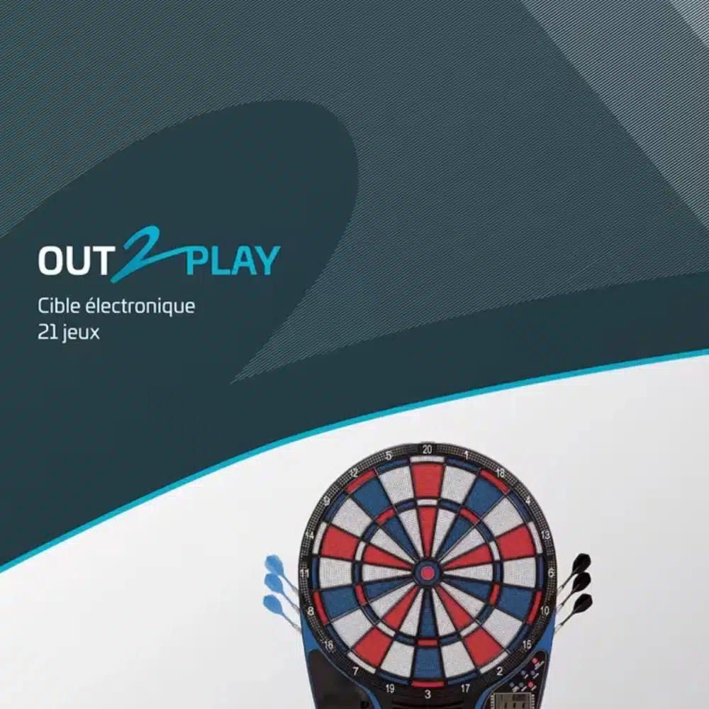 Écran LCD de cible électronique Out2Play affichant scores et mode Cricket 8 joueurs