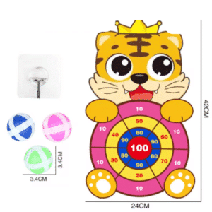 Cible tigre à balles scratch Montessori pour enfants avec design animal coloré et balles adhésives