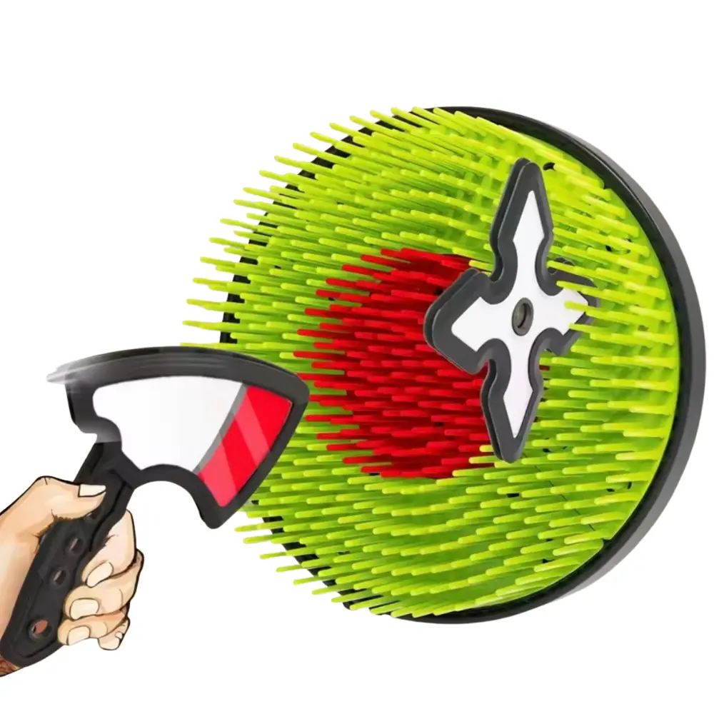 Détail de la hachette en mousse avec pointe souple et cible ronde 23 cm