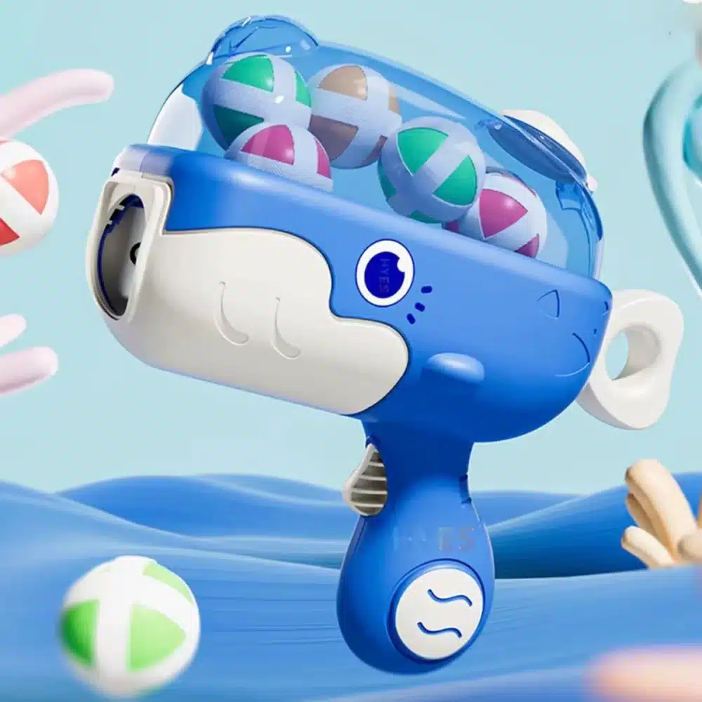 Jeu de lancer de balles collantes avec cible baleine bleue et balles colorées pour enfants