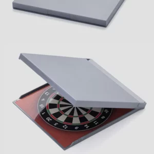 Mini cible de fléchettes magnétique format poche avec segments noirs blancs et bullseye rouge