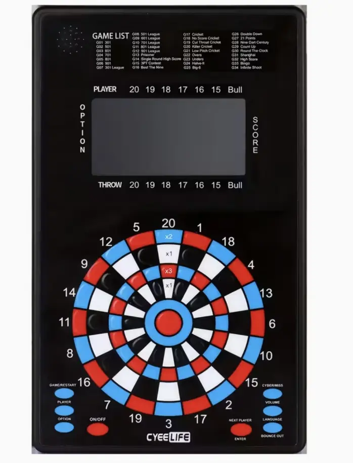 Calculateur de score électronique CYEE LIFE noir avec écran LED pour fléchettes pointe souple.