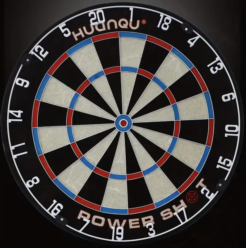 Cible de fléchettes professionnelle HUUNQU® rotative en sisal, design noir et crème, kit complet.