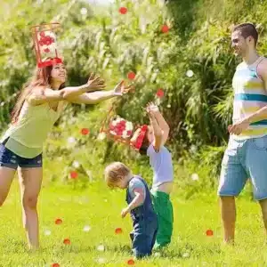 Lot de 2 cerceaux de basket-ball à porter sur la tête avec filet et balles colorées pour jeu de fête
