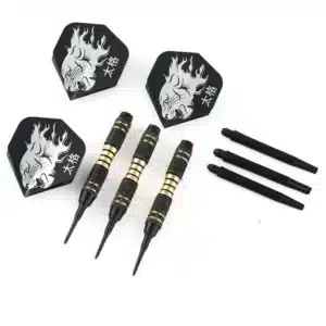 Lot de 3 fléchettes souples professionnelles noires 18g avec fûts en laiton et ailettes réfléchissantes