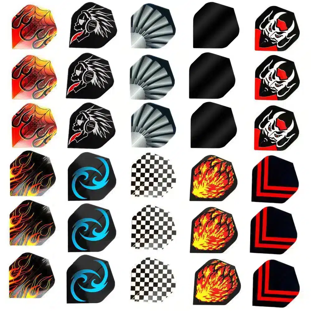 Lot de 60 ailettes de fléchettes standard en PVC avec motifs variés et colorés