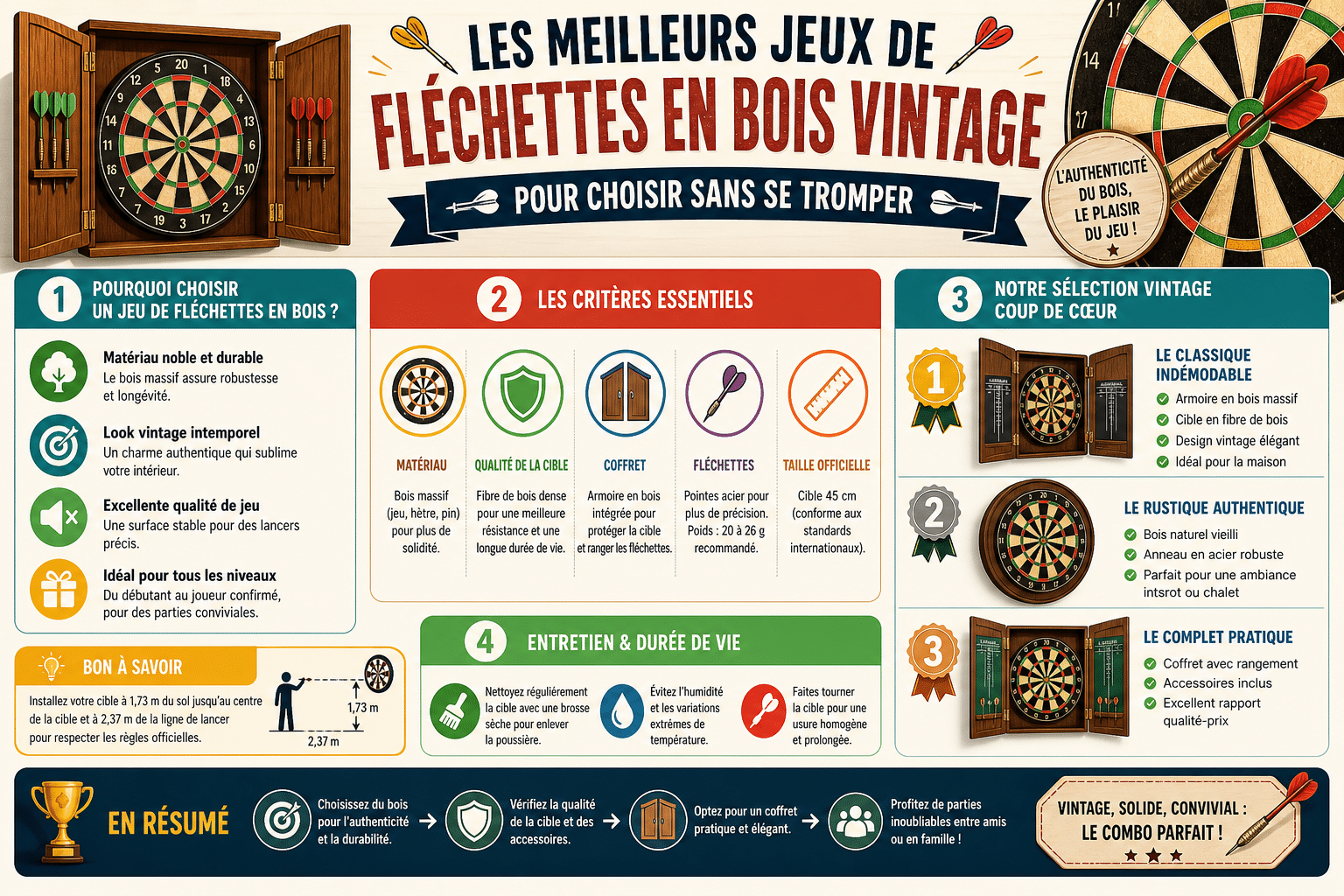 Infographie : Les meilleurs jeux de fléchettes en bois vintage pour choisir sans se tromper