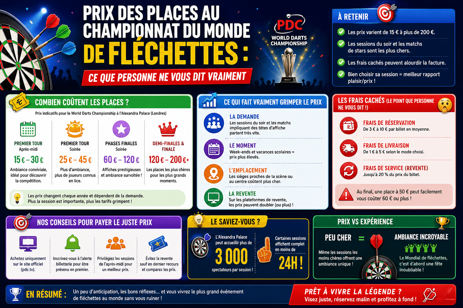 Infographie : Prix des places au championnat du monde de fléchettes : ce que personne ne vous dit vraiment